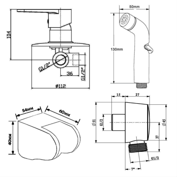 Гигиенический набор Orange Otto M22-455cr хром